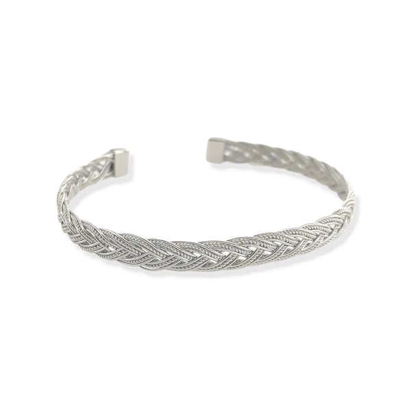 Silver Thin Braided Cuff Bracelet (BP)