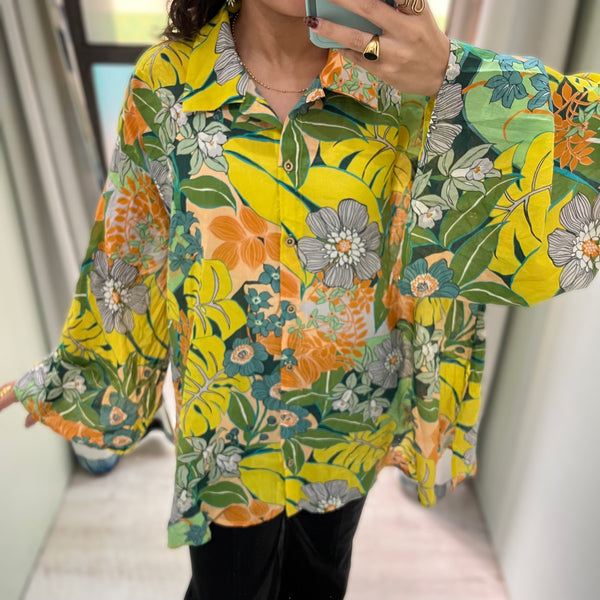 Yellow Mix Print Oversized Top