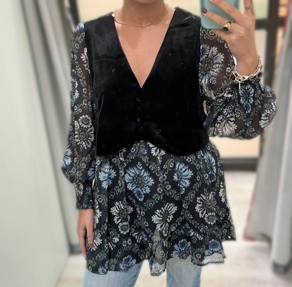 Black Velvet Tunic Top