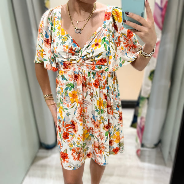 Orange Mix Floral Dress