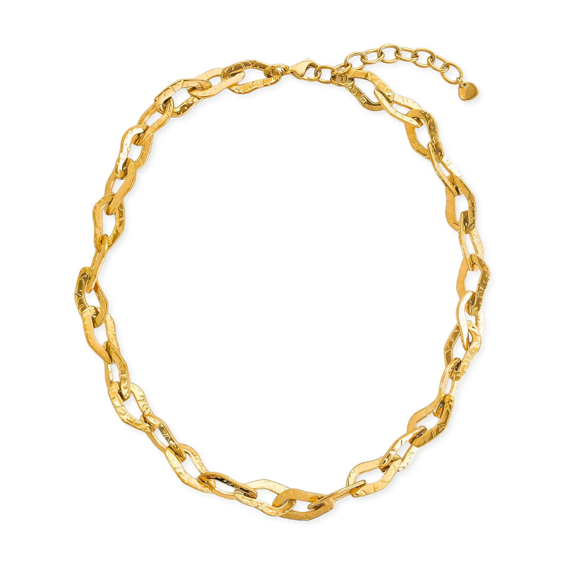 Gold Hammered Links Necklace (TD)