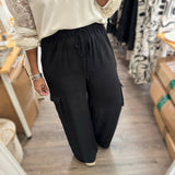 Black Cargo Pants - Peplum Clothing