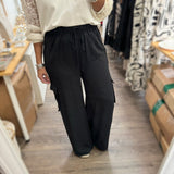 Black Cargo Pants - Peplum Clothing