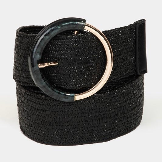 Black Gold Circle Buckle Belt - Peplum Clothing