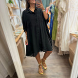 Black Oversized Shirt Dress - Peplum Clothing