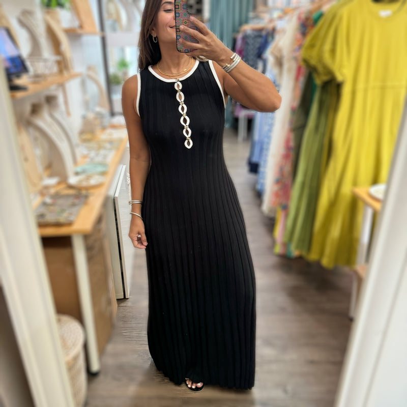 Black Ribbed Maxi Dress - Peplum Clothing