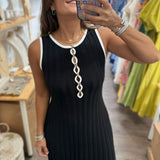 Black Ribbed Maxi Dress - Peplum Clothing