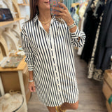 Black & White Shirt Dress - Peplum Clothing