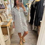 Black & White Shirt Dress - Peplum Clothing