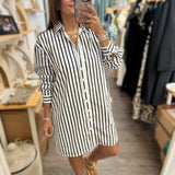 Black & White Shirt Dress - Peplum Clothing