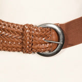 Cognac Faux Leather Braided Belt - Peplum Clothing