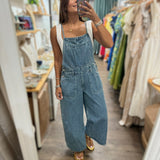 Denim Cropped Overall - Peplum Clothing