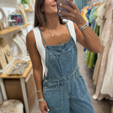 Denim Cropped Overall - Peplum Clothing