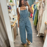 Denim Cropped Overall - Peplum Clothing