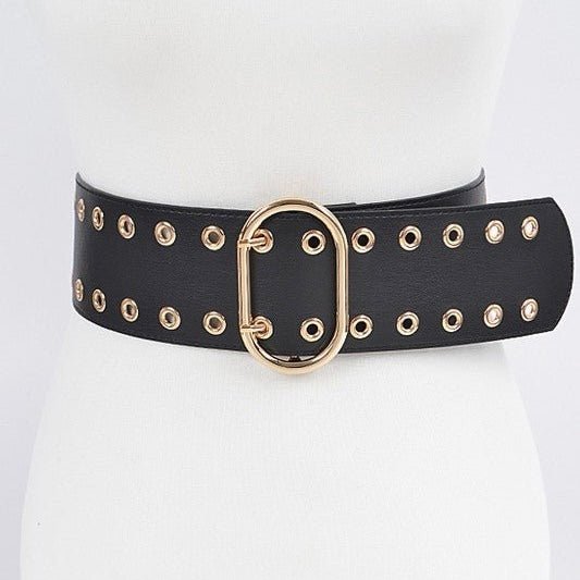 Faux Leather Eyelet Waist Belt - Peplum Clothing