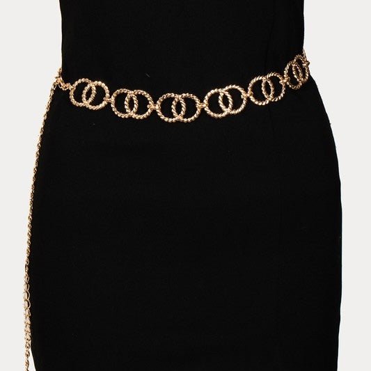 Gold Circle Link Chain Belt - Peplum Clothing