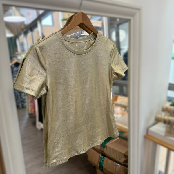 Gold Metallic Top - Peplum Clothing