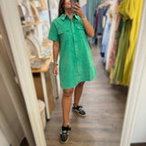 Green Denim Shirt Dress - Peplum Clothing