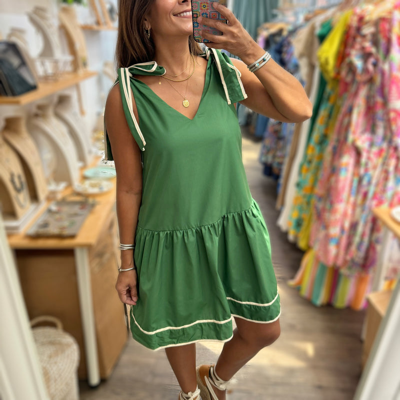 Green Drop Waist Dress - Peplum Clothing