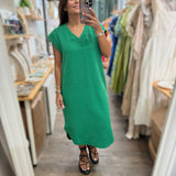 Green Textured Midi Dress - Peplum Clothing