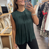 Hunter Green Pleated Flowy Top - Peplum Clothing