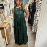 Hunter Green Tiered Maxi Dress - Peplum Clothing