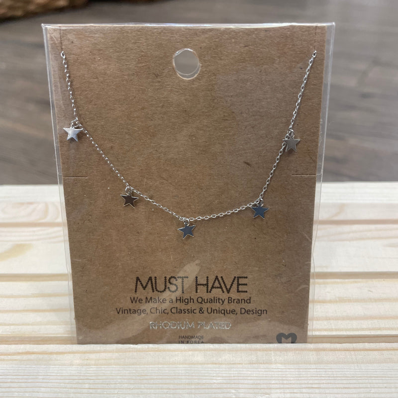 Silver Multi Star Chain Necklace
