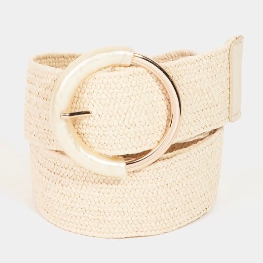 Ivory Gold Circle Buckle Belt - Peplum Clothing