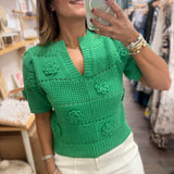 Kelly Green Knitted Top - Peplum Clothing