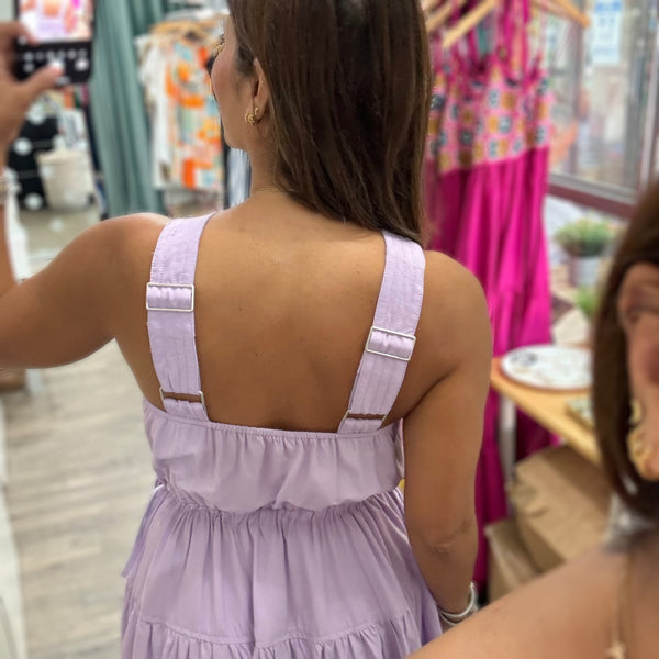 Lavender Cinched Waist Dress - Peplum Clothing