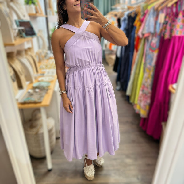 Lavender Cinched Waist Dress - Peplum Clothing