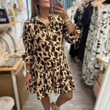 Leopard Print Drop Waist Dress - Peplum Clothing