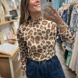 Leopard Print Long Sleeve Top - Peplum Clothing