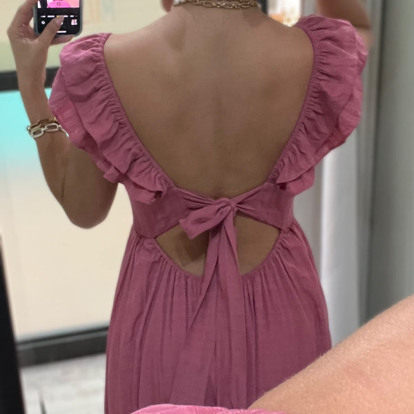 Mauve Back Detail Dress - Peplum Clothing