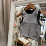 Metallic Ribbed Tank Top - Peplum Clothing