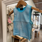 Metallic Ribbed Tank Top - Peplum Clothing