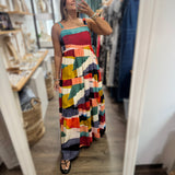 Mosaic Print Tiered Maxi Dress - Peplum Clothing