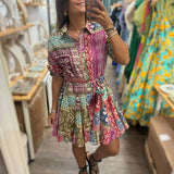 Patchwork Print Dress - Peplum Clothing