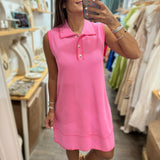 Pink Contrast Stitch Dress - Peplum Clothing