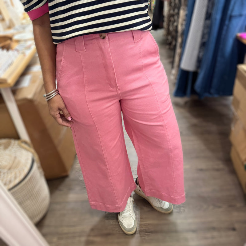 Pink Denim Cropped Pant - Peplum Clothing