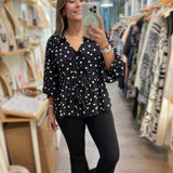 Polka Dot Front Ties Top - Peplum Clothing