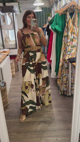 Sage Brown Mix Flowy Dress