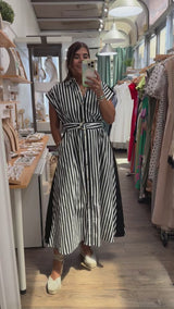 Black & White Stripes Button Down Dress
