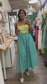 RE-STOCK Lime & Blue Stripes Contrast Dress