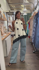 Polka Dots Asymmetrical Hem Top