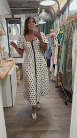 Polka Dots Puff Sleeves Dress