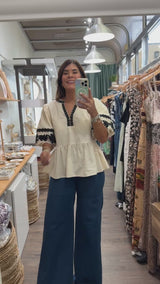 Ivory Embroidered Detail Top
