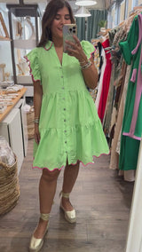Lime Stripes Tiered Dress