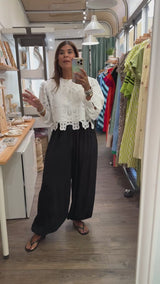Black Harem Pants w/Drawstring Hem