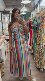 Summer Stripes Back Detail Dress
